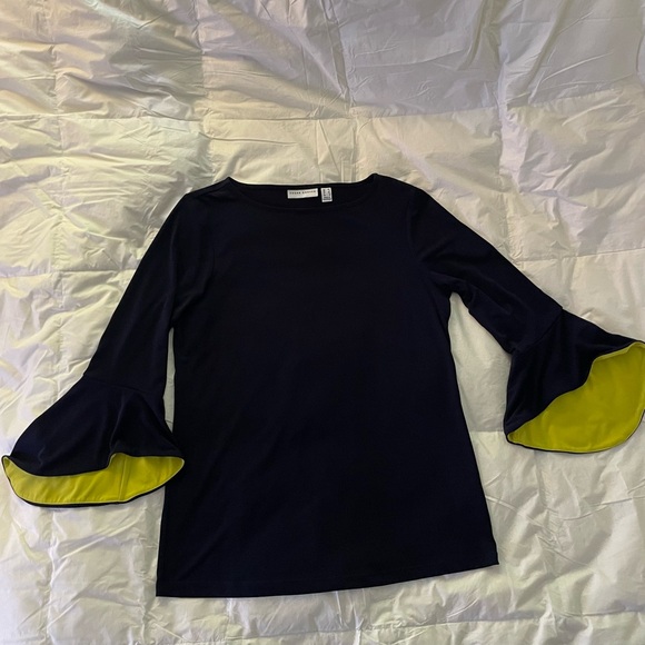 Susan Graver Liquid Knit Bell Sleeve
Top with Pop Lining Navy - Picture 3 of 6